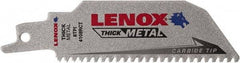 Lenox - 4" Long x 1" Thick, Bi-Metal Reciprocating Saw Blade - Tapered Profile, 8 TPI, Toothed Edge, Tang Shank - All Tool & Supply