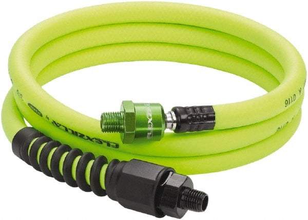 Legacy - 3/8" ID x 0.61" OD 6' Long Lead-In Whip Hose - MNPT High Flow Ball Swivel x MNPT Ends, 300 Working psi, -40 to 140°F, 1/4" Fitting, Green - All Tool & Supply