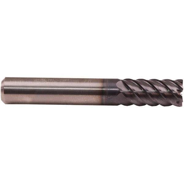 Emuge - 1/4" Diam, 3/8" LOC, 6 Flute Solid Carbide Roughing & Finishing End Mill - TiAlN Finish, 2" OAL, 1/4" Shank Diam, Cylindrical Shank, 50° Helix, Long Length - All Tool & Supply