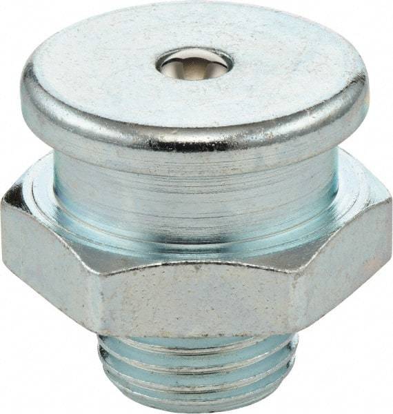 Umeta - Straight Head Angle, 3/8-19 BSPP Steel Button-Head Grease Fitting - 22mm Hex, 21.5mm Overall Height, 8mm Shank Length, Zinc Plated Finish - All Tool & Supply