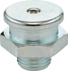 Umeta - Straight Head Angle, 1/2-14 BSPP Steel Button-Head Grease Fitting - 22mm Hex, 21.5mm Overall Height - All Tool & Supply