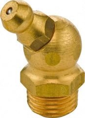 Umeta - 45° Head Angle, 1/4-19 BSPT Brass Standard Grease Fitting - 14mm Hex, 22.5mm Overall Height, 6.5mm Shank Length - All Tool & Supply