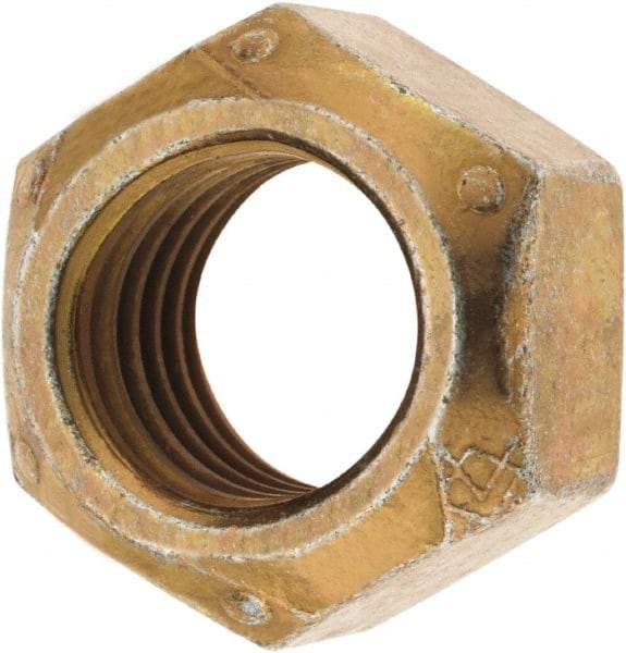 Made in USA - 3/4-10 Grade C Hex Lock Nut with Distorted Thread - Zinc Yellow with Wax Finish - All Tool & Supply