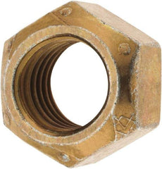 Made in USA - 1-8 Grade C Hex Lock Nut with Distorted Thread - Zinc Yellow with Wax Finish - All Tool & Supply