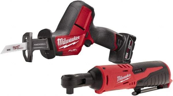 Milwaukee Tool - 12V, 0 to 3,000 SPM, Cordless Reciprocating Saw - 5/8" Stroke Length, 12" Saw Length, 1 Lithium-Ion Battery Included - All Tool & Supply