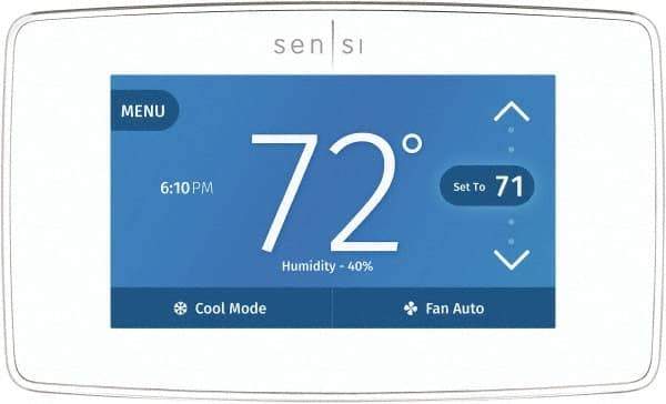 White-Rodgers - 50 to 99°F, 4 Heat, 2 Cool, Touch Screen Programmable Wi-Fi Universal Thermostat - 20 to 30 Volts, 1-1/4" Inside Depth x 1.77" Inside Height x 5-1/4" Inside Width, Horizontal Mount - All Tool & Supply