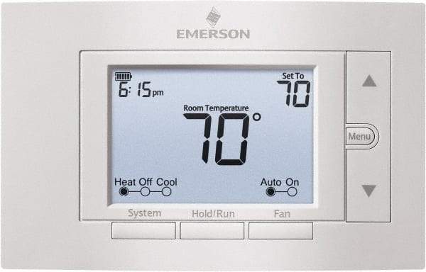 White-Rodgers - 50 to 99°F, 2 Heat, 2 Cool, Digital Programmable Multi-Stage Thermostat - 20 to 30 Volts, 1.77" Inside Depth x 1.77" Inside Height x 5-1/4" Inside Width, Horizontal Mount - All Tool & Supply