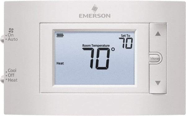 White-Rodgers - 50 to 99°F, 1 Heat, 1 Cool, Digital Nonprogrammable Thermostat - 20 to 30 Volts, 1.77" Inside Depth x 1.77" Inside Height x 5-1/4" Inside Width, Horizontal Mount - All Tool & Supply