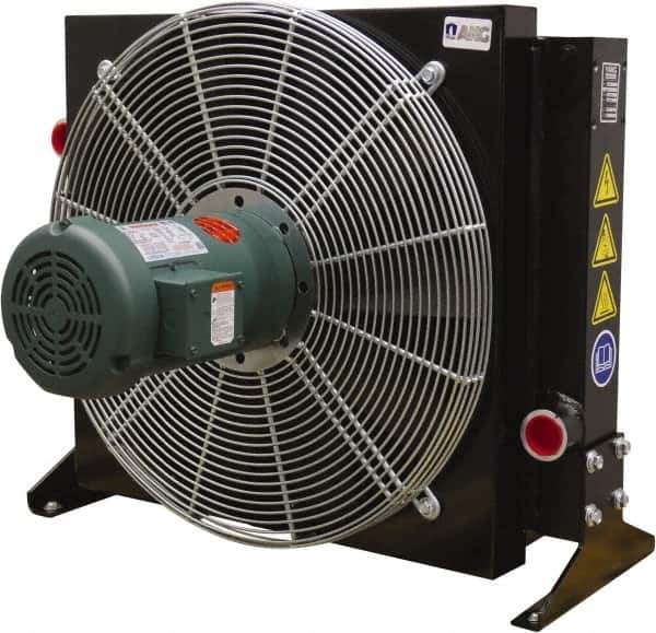 AKG Thermal Systems - 2" SAE 4 Bolt Flange, 1 Fan Mount, Liquid-To-Air Aluminum Brazed Process Equipment Heat Exchanger - Oil Cooler, Ethylene Glycol/Water Mixture Cooler, 30.19" High x 37.01" Wide x 23.3" Deep, 250°F Max - All Tool & Supply