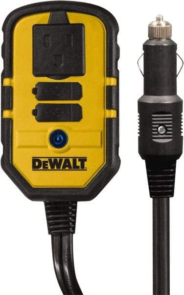 DeWALT - 1 Connection, 13.8 VDC Input, 120 VAC Output, 12 Amp Input Rating, 140 Peak Wattage, Power Inverter - 120 Watt Continuous Output Power - All Tool & Supply