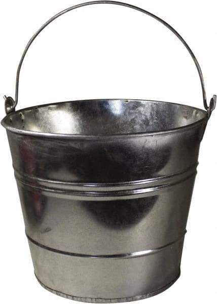 Funnel King - 12 Qt, 10" High, Galvanized Steel Round Silver Single Pail - Handle Included, 11-1/2" Top Diam - All Tool & Supply