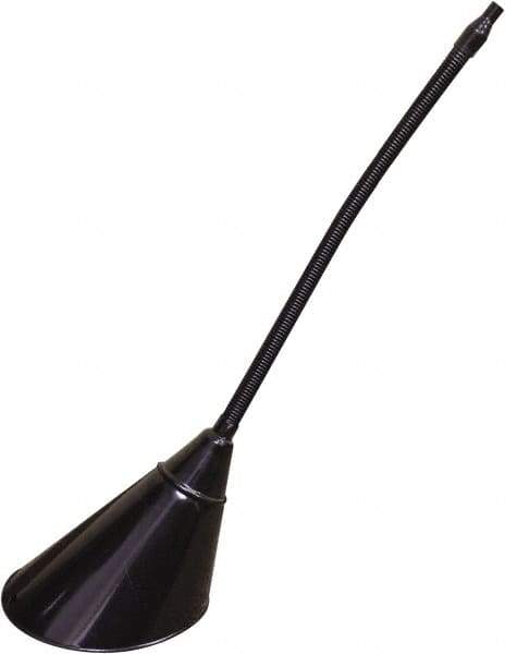 Funnel King - 2 Qt Capacity Galvanized Steel Funnel - 7" Mouth OD, 1/2" Tip OD, 17" Flexible Spout, Black - All Tool & Supply