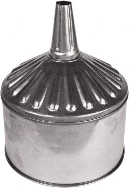 Funnel King - 8 Qt Capacity Galvanized Steel Funnel - 9-5/8" Mouth OD, 1" Tip OD, 3-1/2" Straight Spout, Silver - All Tool & Supply