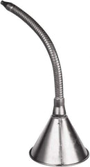 Funnel King - 1 Qt Capacity Galvanized Steel Funnel - 6-3/8" Mouth OD, 7/16" Tip OD, 14" Flexible Spout, Silver - All Tool & Supply