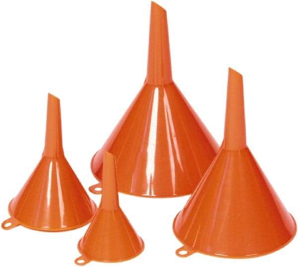 Funnel King - 0.31 Qt Capacity Polyethylene Funnel Set - Straight Spout, Orange - All Tool & Supply