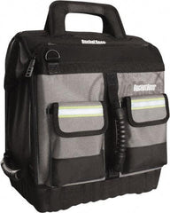 Bucket Boss - 16 Pocket Black, Yellow & Gray Ballistic Polyester Tool Bag - 14" Wide x 11" Deep x 14" High - All Tool & Supply