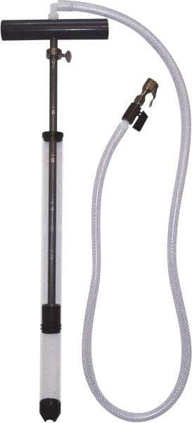 LiquiTube - 12.8 Strokes per Gal, 1/8" Outlet, 0.46 GPM, Aluminum, Brass, PVC & Plastic Hand Operated Drum Pump - 10 oz per Stroke, 22-1/4" OAL, For 5 Gal Drums, For Tire Sealants - All Tool & Supply