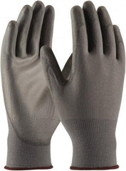 PRO-SAFE - Size S (7) Polyurethane Coated Polyester Blend Work Gloves - Palm & Fingers Coated, Knit Wrist Cuff, Full Fingered, Gray/Gray, Ambidextrous - All Tool & Supply