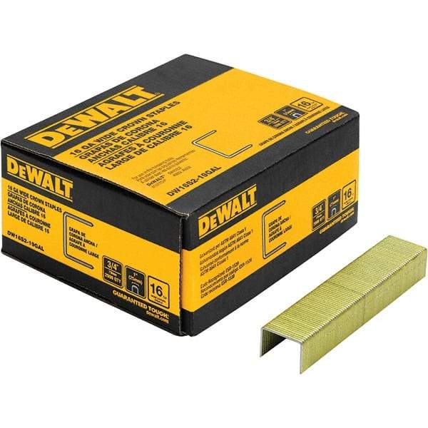 DeWALT - 3/4" Long x 1/16" Wide, 16 Gauge Crowned Construction Staple - Steel, Galvanized Finish - All Tool & Supply