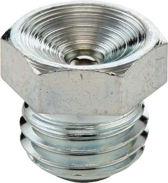 Umeta - Straight Head Angle, 3/4-14 NPTF Steel Flush-Style Grease Fitting - Zinc Plated Finish - All Tool & Supply