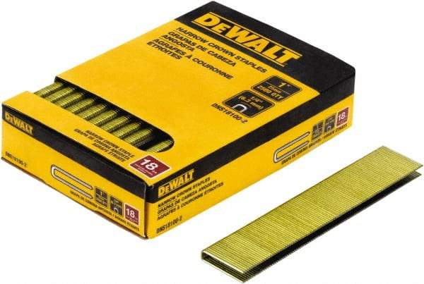 DeWALT - 1" Long x 1/4" Wide, 18 Gauge Crowned Construction Staple - Steel, Copper Finish, Chisel Point - All Tool & Supply