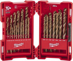 Milwaukee Tool - 1/16 to 1/2", 135° Point, Bright Finish, Cobalt Maintenance Length Drill Bit Set - All Tool & Supply