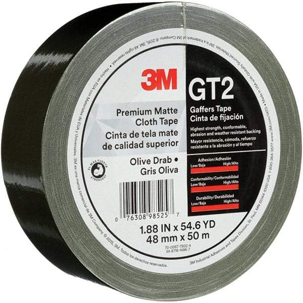 3M - 2" x 50m Red Gaffers Tape - 11 mil, Rubber Adhesive, Cotton Cloth Backing, Series GT2 - All Tool & Supply