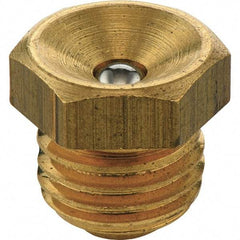 Umeta - Straight Head Angle, M8 Metric Brass Flush-Style Grease Fitting - 9mm Hex, 9.5mm Overall Height, 6.5mm Shank Length - All Tool & Supply