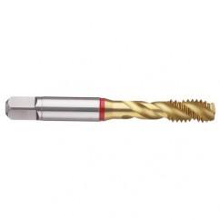 1-8 2B 5-Flute PM Cobalt Red Ring Semi-Bottoming 40 degree Spiral Flute Tap-TiN - All Tool & Supply