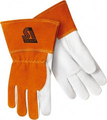 Steiner - Size S Cotton Lined Goatskin Welding Glove - Gauntlet Cuff, Straight Thumb, Thumb Strap, For MIG - All Tool & Supply