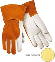 Steiner - Size M Kevlar Lined Cowhide Welding Glove - Gauntlet Cuff, Straight Thumb, For MIG - All Tool & Supply