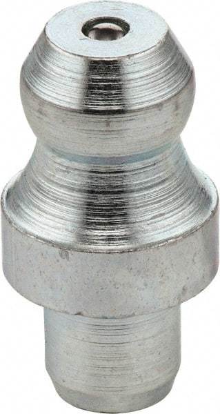 Umeta - Straight Head Angle, M6 Drive-In Steel Drive-In Grease Fitting - 8mm Hex, 15mm Overall Height, 5.5mm Shank Length, Zinc Plated Finish - All Tool & Supply