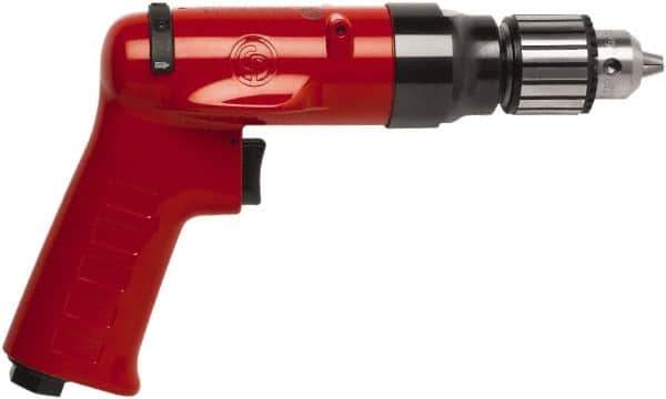 Chicago Pneumatic - 3/8" Reversible Keyed Chuck - Pistol Grip Handle, 2,600 RPM, 32 LPS, 0.5 hp - All Tool & Supply