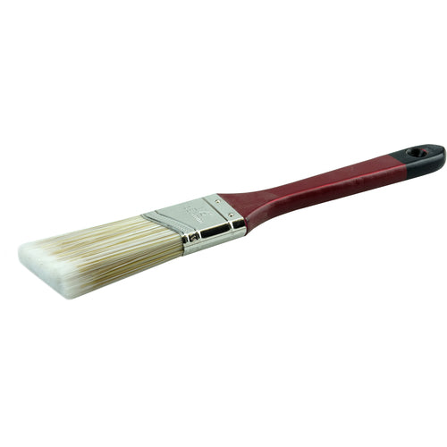 1-1/2″ Angled Sash Brush, Poly/Nylon Fill, 2-1/2″ Trim Length, Red Foam Handle - All Tool & Supply