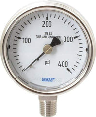 Wika - 2-1/2" Dial, 1/4 Thread, 0-400 Scale Range, Pressure Gauge - Lower Connection Mount, Accurate to 2-1-2% of Scale - All Tool & Supply