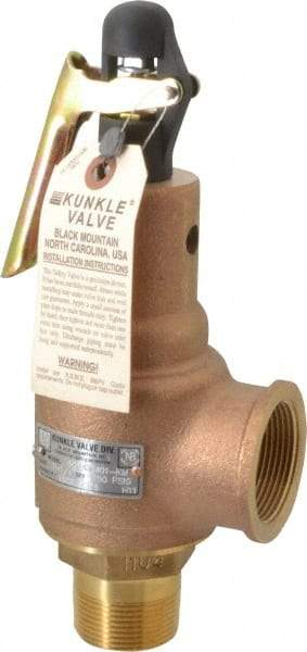 Midwest Control - 1-1/4" Inlet, 1-1/2" Outlet, ASME Safety Relief Valve - 150 Max psi, Bronze, 1,602 Cubic' per Min - All Tool & Supply