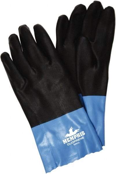 MCR Safety - Size S (7), 12" Long, 53 mil Thick, Supported, Neoprene Chemical Resistant Gloves - Rough Finish, Interlock Knit Lined, Black/Blue - All Tool & Supply