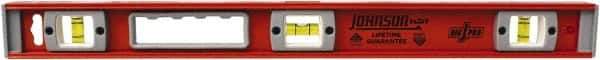 Johnson Level & Tool - Magnetic 24" Long 3 Vial I-Beam Level - Aluminum, Black, 2 Plumb & 1 Level Vials - All Tool & Supply