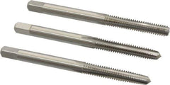 Cleveland - #8-32 UNC, 4 Flute, Bottoming, Plug & Taper, Bright Finish, High Speed Steel Tap Set - Right Hand Cut, 2-1/8" OAL, 0.38" Thread Length - All Tool & Supply