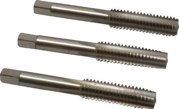 Cleveland - 7/16-14 UNC, 4 Flute, Bottoming, Plug & Taper, Bright Finish, High Speed Steel Tap Set - Right Hand Cut, 3-5/32" OAL, 0.88" Thread Length - All Tool & Supply