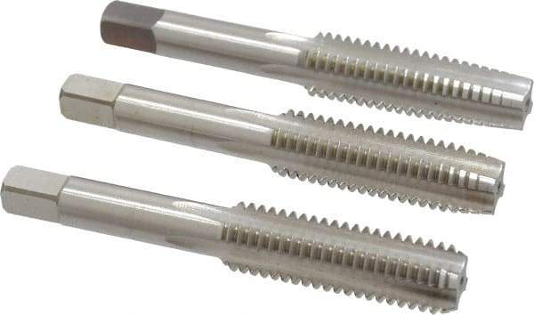 Cleveland - 1/2-13 UNC, 4 Flute, Bottoming, Plug & Taper, Bright Finish, High Speed Steel Tap Set - Right Hand Cut, 3-3/8" OAL, 0.94" Thread Length - All Tool & Supply