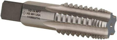 Cleveland - 1/2-14 NPT, 4 Flutes, Bright Finish, High Speed Steel, Interrupted Thread Pipe Tap - 3-1/8 Inch Overall Length, 11/16 Inch Shank Diameter, 1-3/8 Inch Thread Length, 0.51 Inch Square Size, Regular Hook, Plug Chamfer - All Tool & Supply