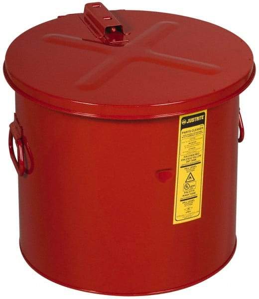 Justrite - 8 Gallon Capacity, Coated Steel, Red Dip Tank - 14-1/4 Inch High x 15-5/8 Inch Diameter, Includes Fusible Link - All Tool & Supply