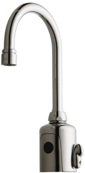 Chicago Faucets - Polished Chrome Plated Electronic User Adjustable Temperature Control Mixer Sensor Faucet - Powered by 6 Volt Lithium CRP2 Battery (Included), Gooseneck Spout, 4 to 8" Mounting Centers - All Tool & Supply