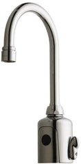 Chicago Faucets - Polished Chrome Plated Electronic User Adjustable Temperature Control Mixer Sensor Faucet - Powered by 6 Volt Lithium CRP2 Battery (Included), Gooseneck Spout, 4 to 8" Mounting Centers - All Tool & Supply