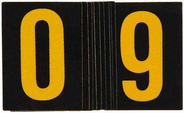 Made in USA - Letter Label - Legend: 0-9, English, Yellow & Black - All Tool & Supply