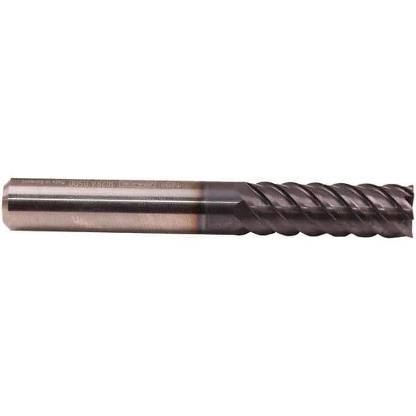 Emuge - 1/4" Diam, 7/8" LOC, 6 Flute Solid Carbide Roughing & Finishing End Mill - TiAlN Finish, 2-1/2" OAL, 1/4" Shank Diam, Cylindrical Shank, 50° Helix, Extra Long Length - All Tool & Supply