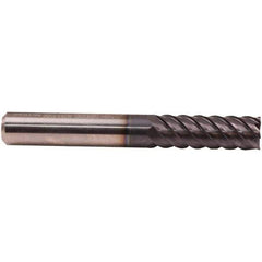 Emuge - 1/4" Diam, 7/8" LOC, 6 Flute Solid Carbide Roughing & Finishing End Mill - TiAlN Finish, 2-1/2" OAL, 1/4" Shank Diam, Cylindrical Shank, 50° Helix, Extra Long Length - All Tool & Supply