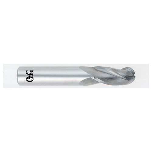 ‎3/32″ Dia. × 1/8″ Shank × 5/16″ DOC × 1-1/2″ OAL, Carbide TiAlN, 3 Flute, Round, Ballnose End Mill - All Tool & Supply