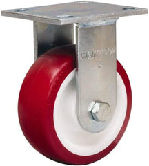 Hamilton - 5" Diam x 2" Wide x 7" OAH Top Plate Mount Rigid Caster - Polyurethane Mold on Polypropylene, 600 Lb Capacity, Straight Roller Bearing, 4 x 4-1/2" Plate - All Tool & Supply